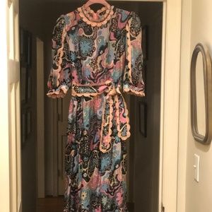 Celia B size 6 silk midi dress with nude slip liner